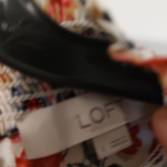 LOFT Floral Cream Blouse with Red and Navy Accents - Picture 8 of 8